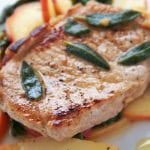 Apple Pork Steaks with Nectarine and Basil Salad