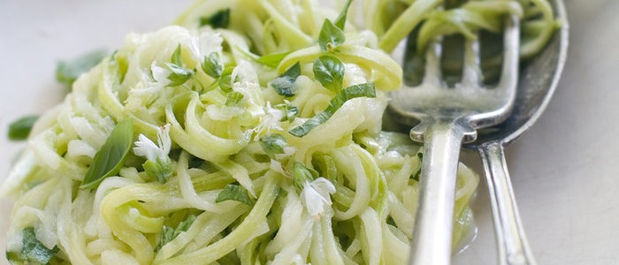 Creamy Bacon and Courgette Noodles with Parmesan