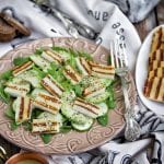 Grilled Halloumi and green bean salad