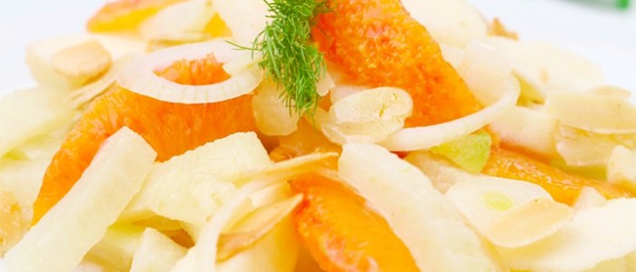 Orange and fennel salad with Kingklip ceviche 700x489