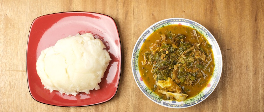 Nigerian Food oha soup and fufu