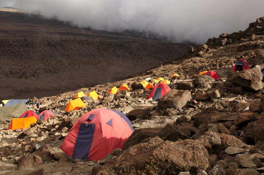 kilimanjaro tents and climbers